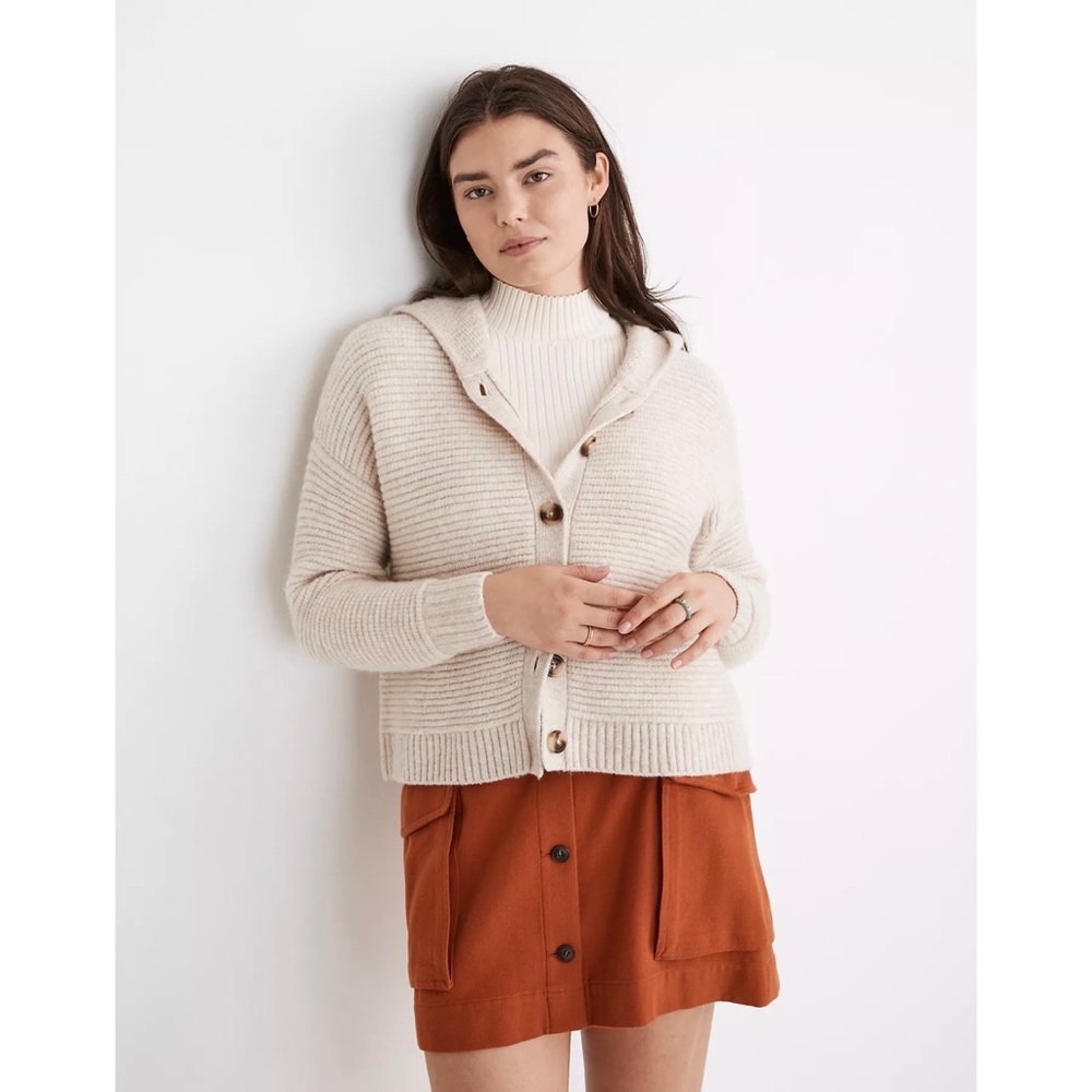 Madewell Hooded Crop Cardigan in Coziest Yarn